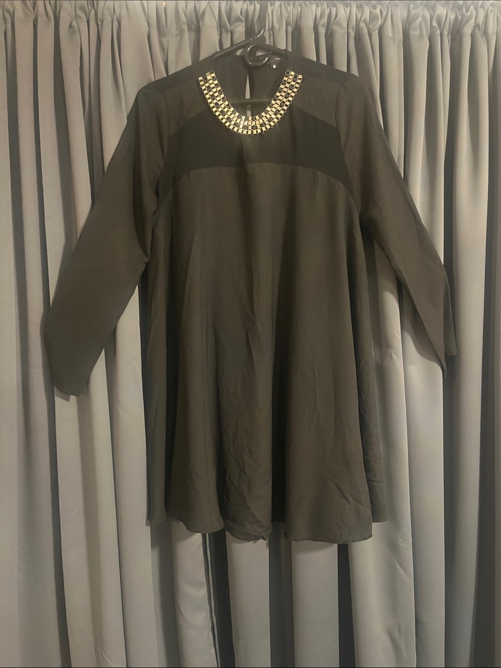 Lulu's Black Tunic Dress with Embellished Collar